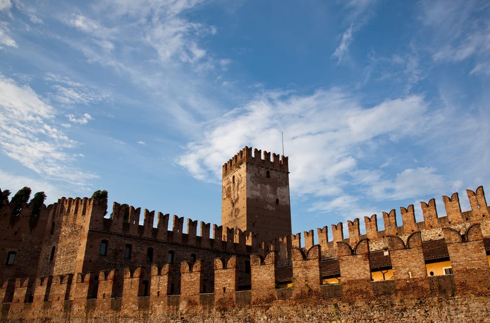 The battlements of Castelvecchio, a medieval fortress and art museum in Verona