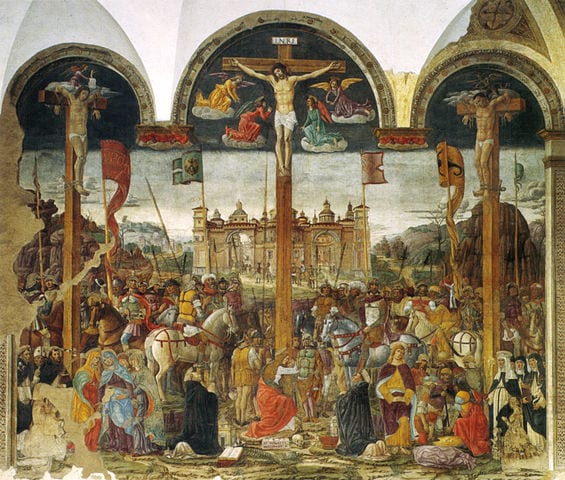 Donato Montorfano's Crucifixion, displayed across from the Last Supper