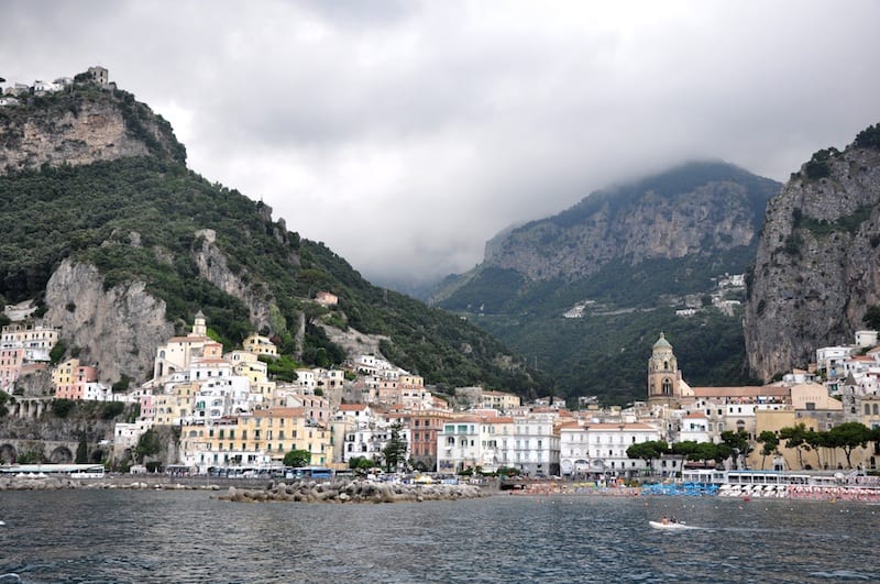 A view of the Amalfi coast from the sea