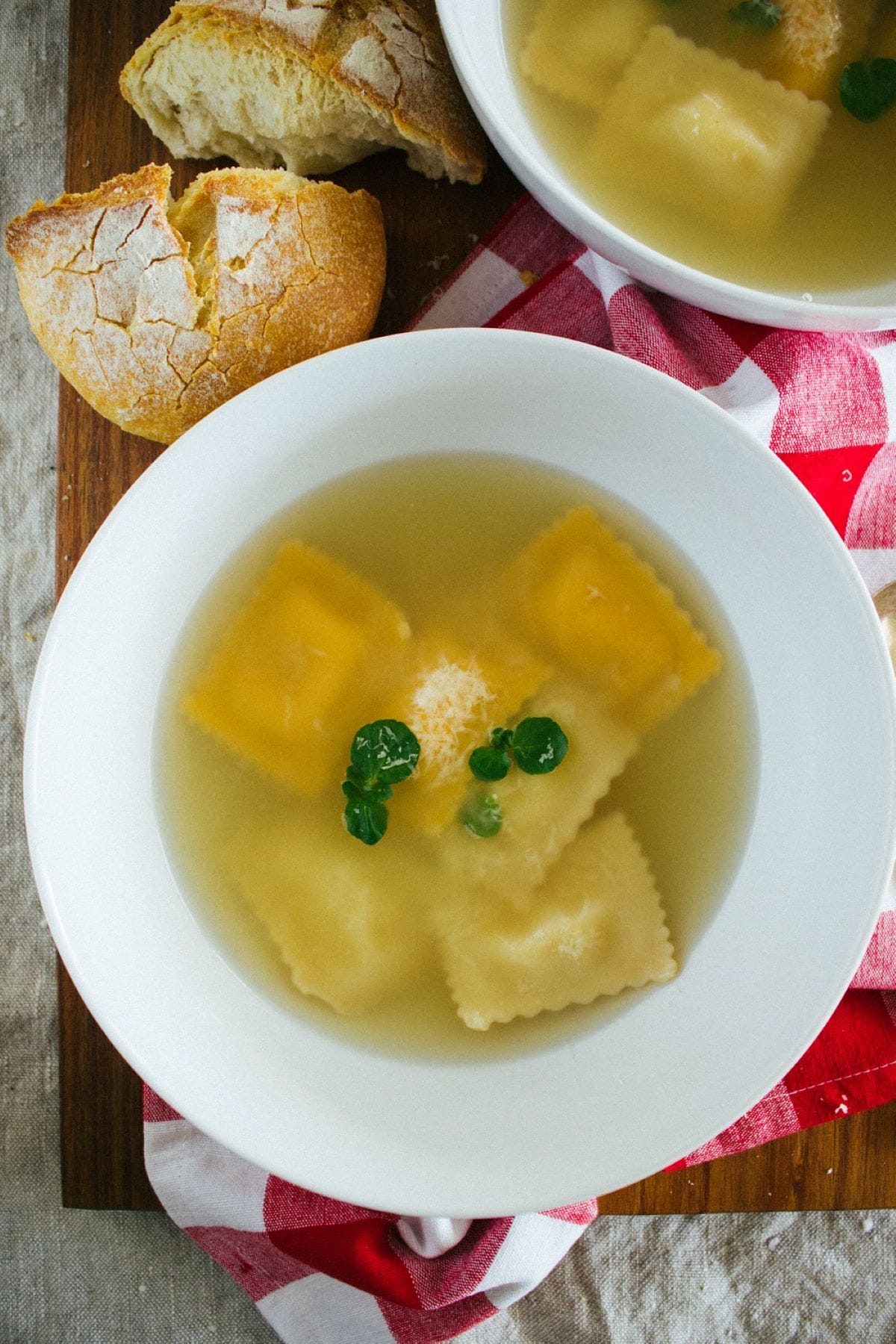 Ravioli in brodo, an Italian Christmas dinner favorite. 