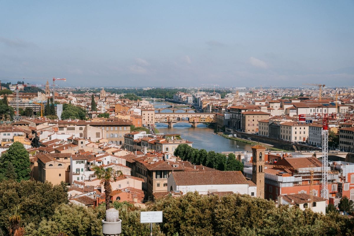 view of beautiful city with river running through it.