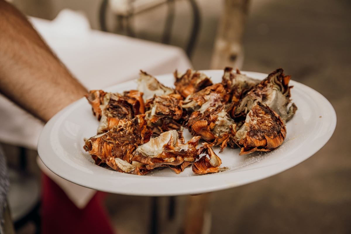 a plate of fried artichokes