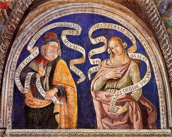 The Prophet Hosea and the Delphic Sibyl Fresco Borgia Apartments, Hall of the Sibyls. Photo from Wikicommons