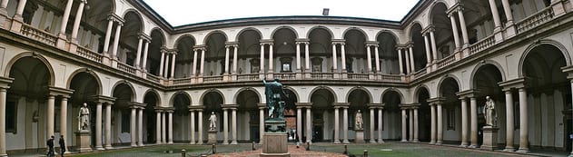 The main entrance to the Palazzo Brera, the 13th-century building that houses the Pinacoteca di Brera. Photo by François Philipp