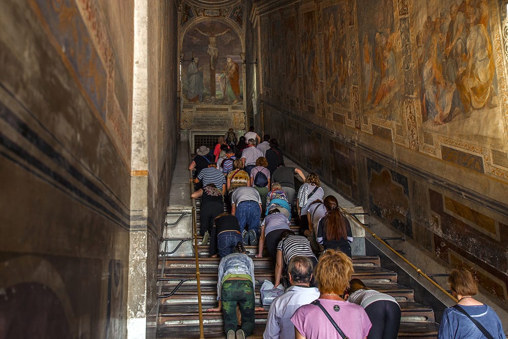 The Scala Sancta is one of the largest relics in the world - an entire stone staircase brought from the Holy Land by Saint Helena. 