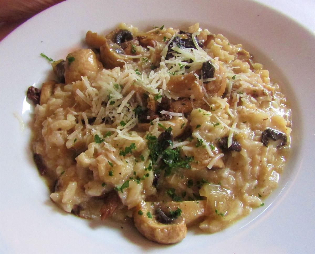 bowl of mushroom risotto