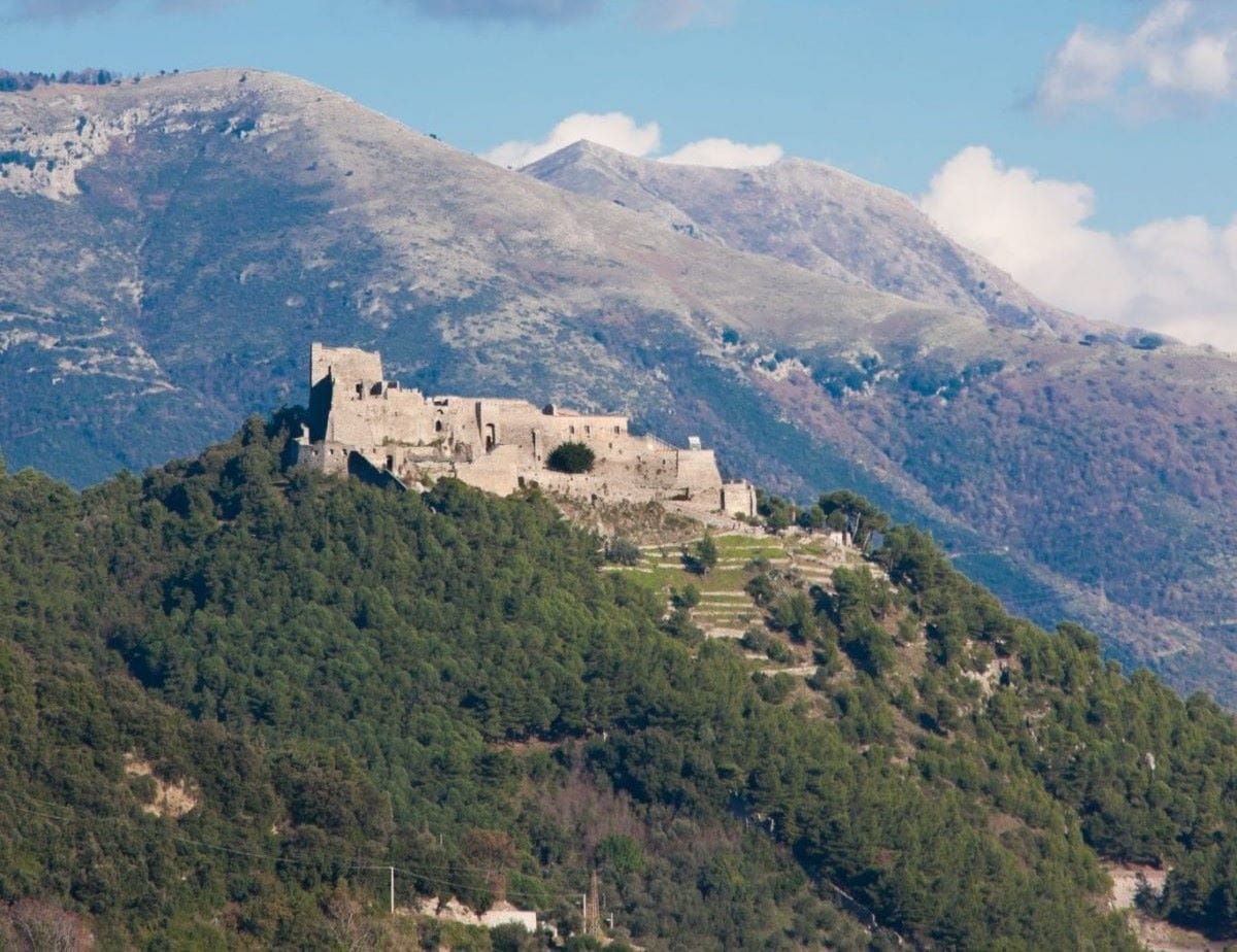 Castle on top of large mountain