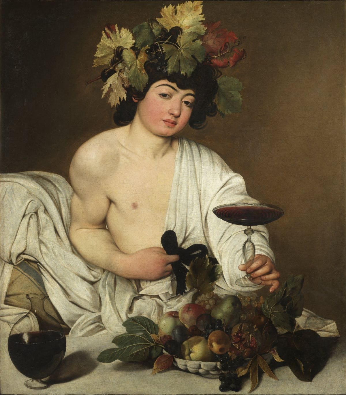 painting of boy with garland in his hair