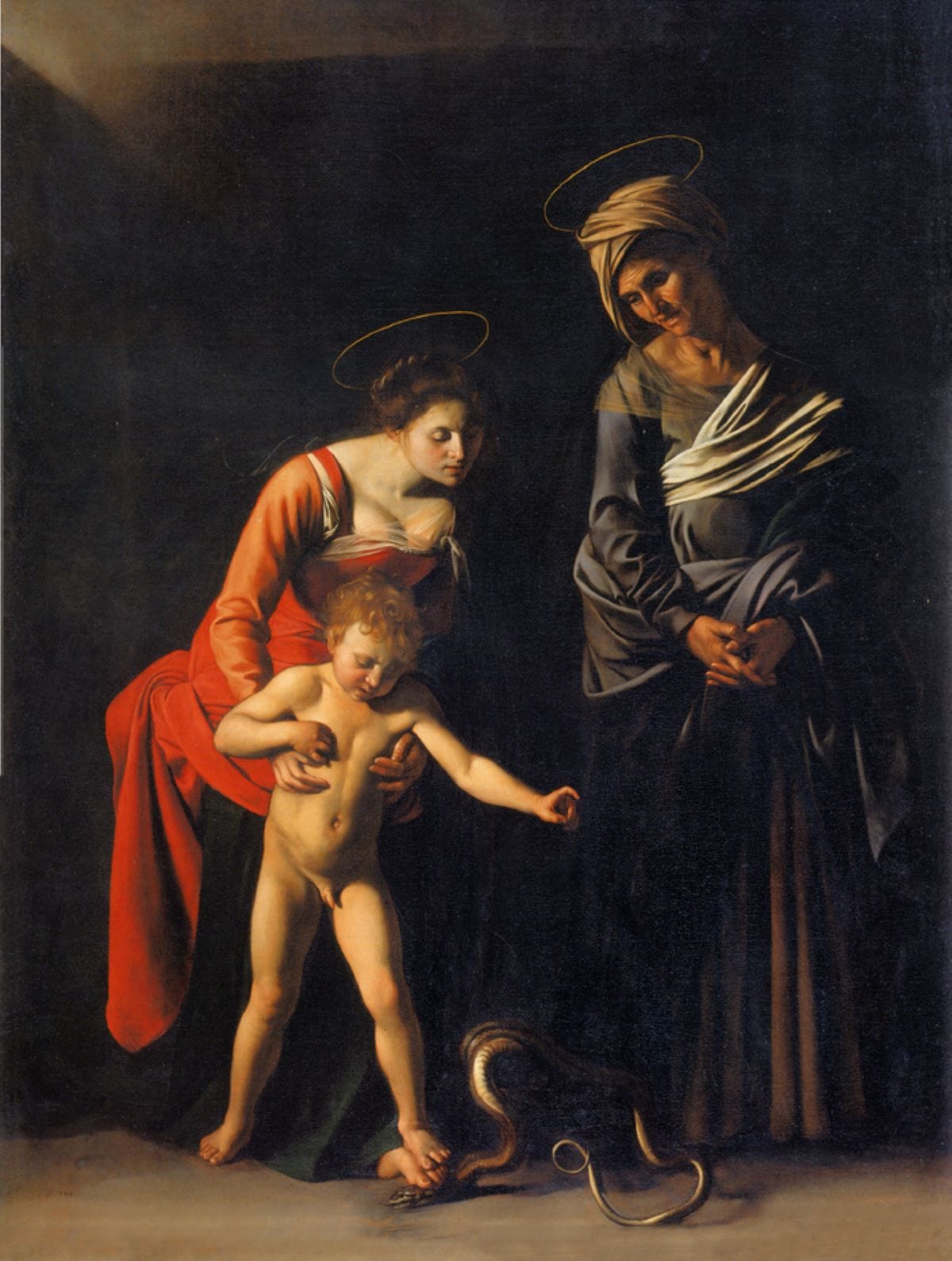 painting of woman holding a young child