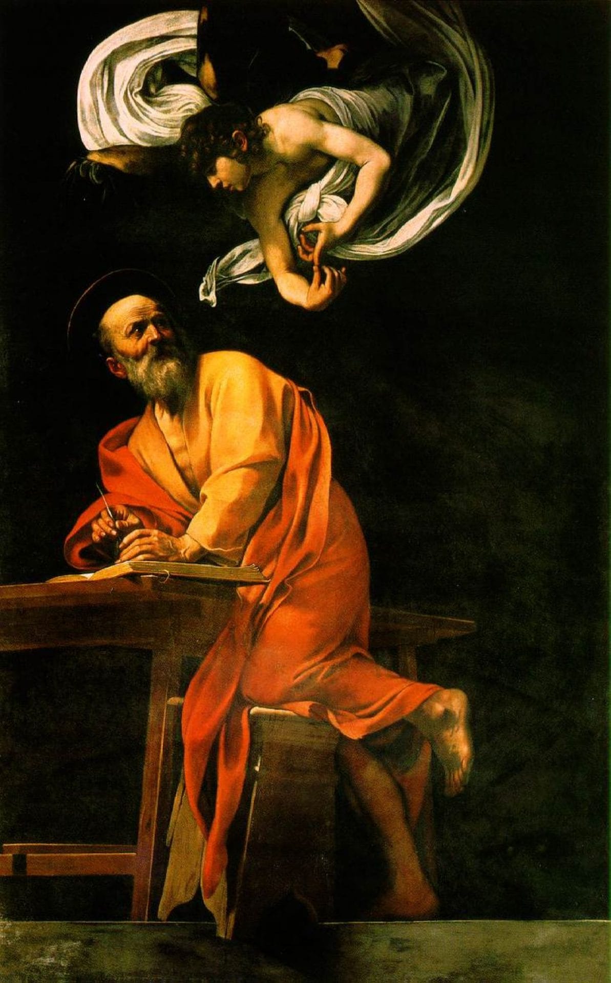 painting of man and angel