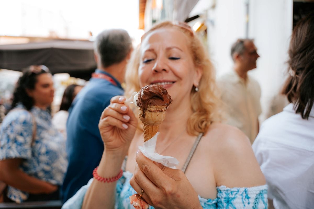 lady enjoying a gelato