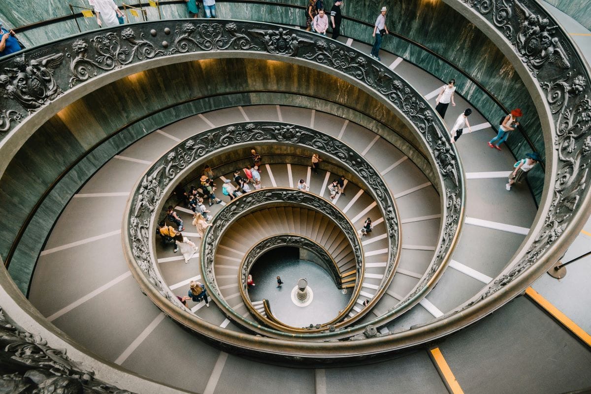 aerial view of spiral staircase