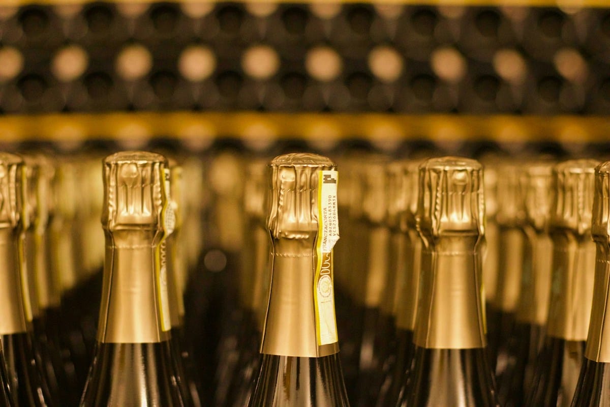 Sparkling wine bottles from Franciacorta