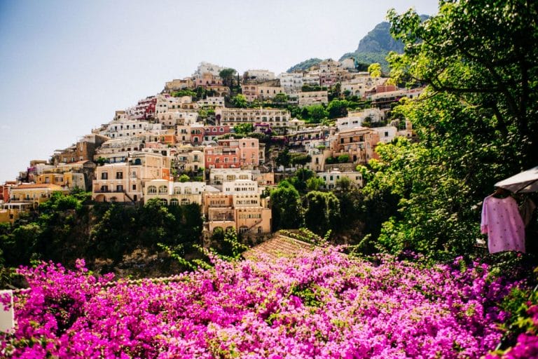 Colorful houses and greenery