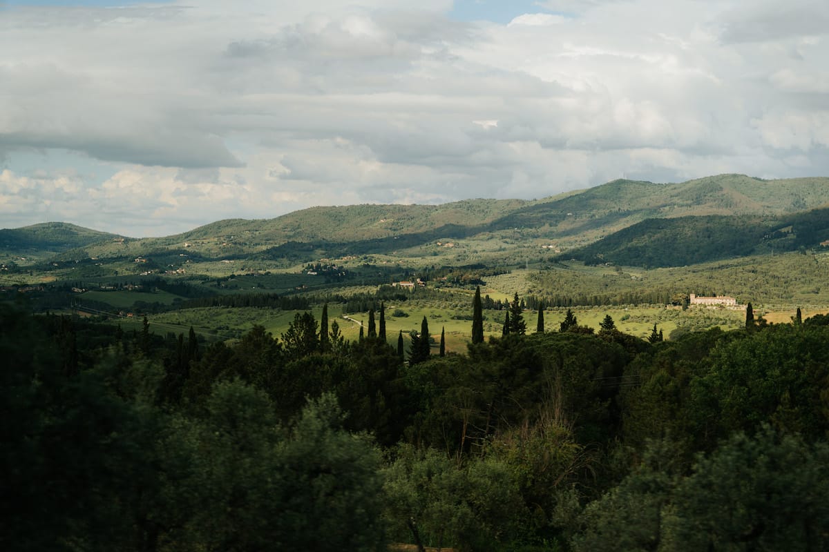 Chianti hills in Tuscany, green landscape with trees